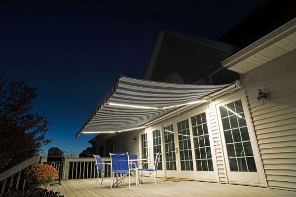 20' x 12' White Frame Motorized Semi-Cassette Retractable Awning